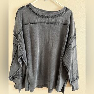 We the Free‎ Free People Black Gray Ribbed Camden very Oversized size Medium